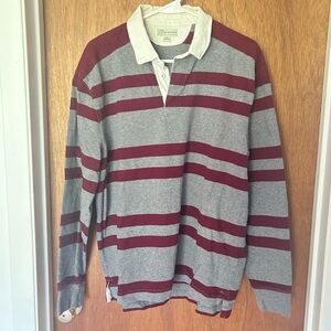 J Crew Striped Long Sleeve Polo Shirt